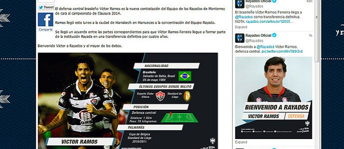 Monterrey anuncia zagueiro Victor Ramos; Vitória (Foto: Reprodução)