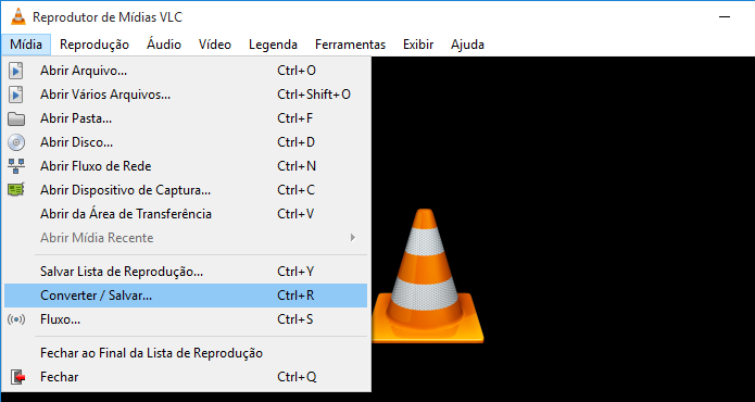 Abra o VLC e acesse a ferramenta de conversão (Foto: Reprodução/Helito Bijora) 