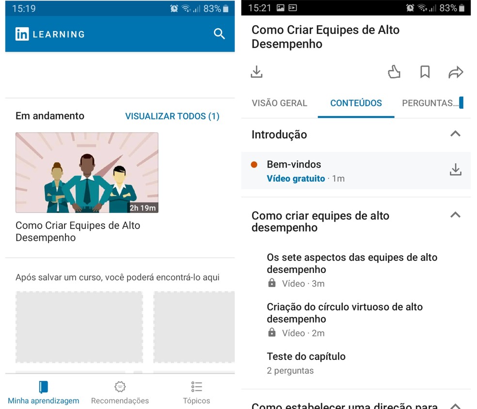 Linkedin Learning liberou mais de dez horas de aulas para quem está em regime home office — Foto: Reprodução/Graziela Silva