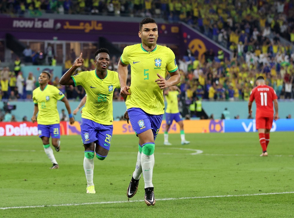 Casemiro comemora gol do Brasil — Foto: reuters