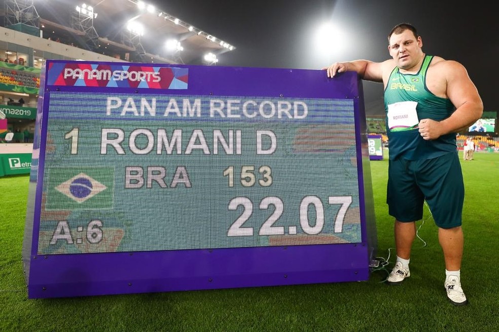 Darlan Romani na final do arremesso de peso do atletismo do Pan de Lima 2019 â Foto: Wagner Carmo/Panamerica Press/CBAt