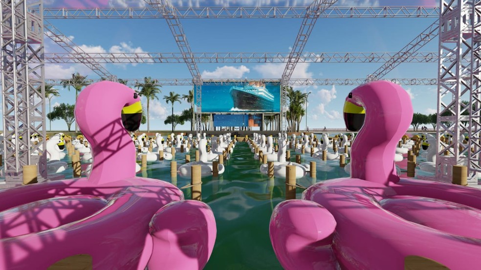 Simulação virtual de instalação para festival Flutua, no Parque da Cidade, em Brasília  — Foto: Divulgação