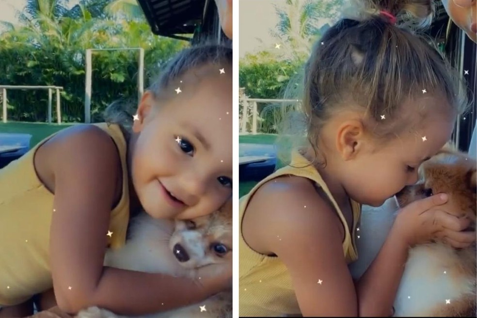 Ivete Sangalo mostra filha brincando com o cachorro da família — Foto: Reprodução Redes Sociais