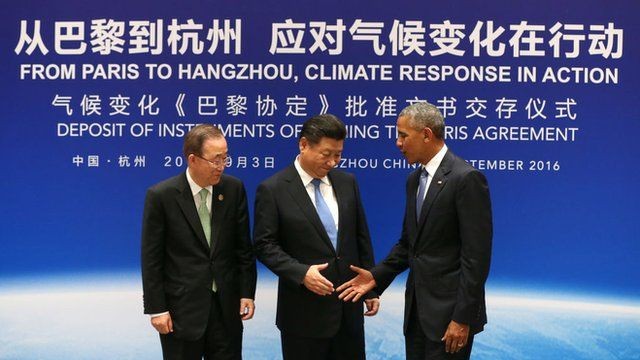 China e EUA ratificaram o Acordo de Paris em 2016, durante a reunião do G-20, na cidade chinesa de Hangzhou (Foto: HOW HWEE YOUNG/GETTY IMAGES)