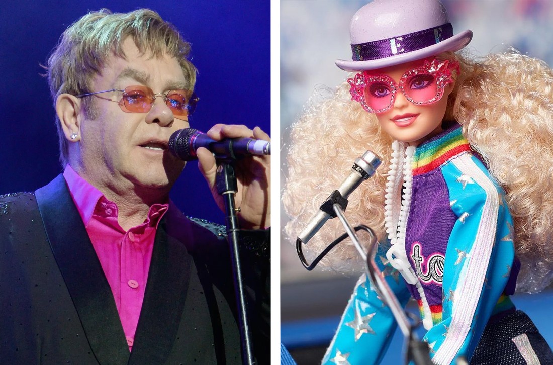 Elton John ganhou uma boneca Barbie em sua homenagem (Foto: Getty Images; divulgação / Mattel)
