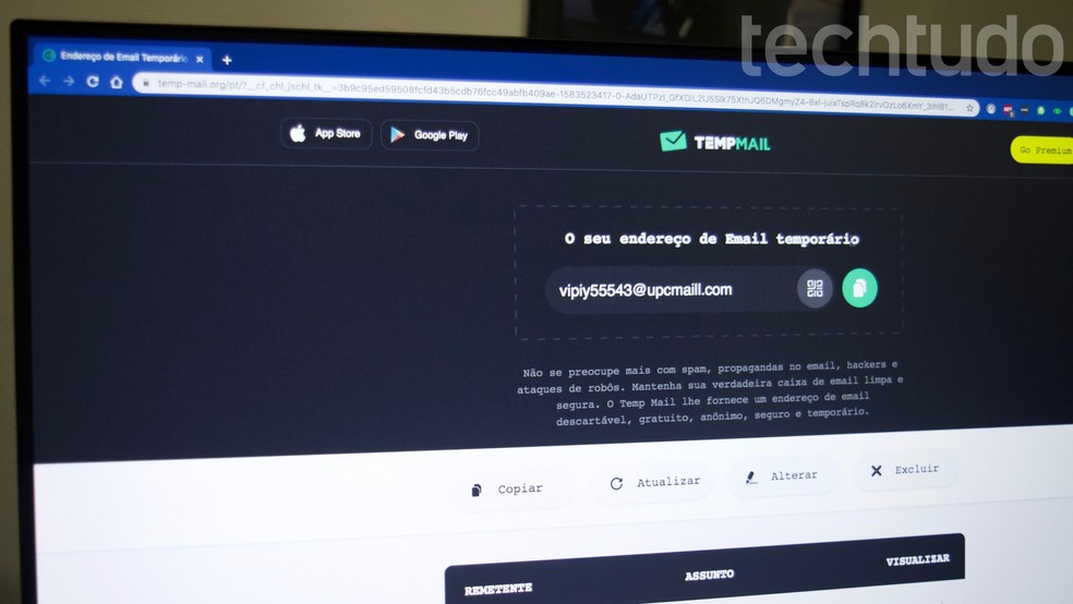 Tutorial mostra como configurar um e-mail temporário no serviço online Temp Mail — Foto: Marvin Costa/TechTudo