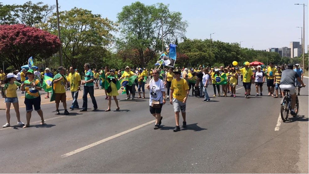 Ato pró-Bolsonaro no Eixão, em Brasília, neste domingo (14) — Foto: G1