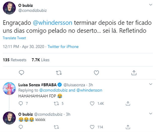 Luisa Sonza responde tweet de YouTuber (Foto: Reprodução/Twitter)