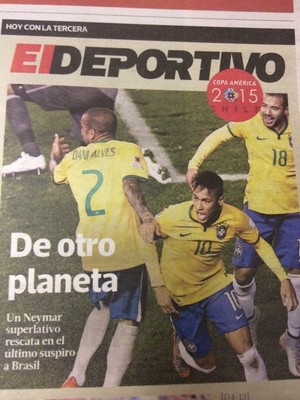 Jornal "La Tercera" exalta Neymar (Foto: Reprodução)