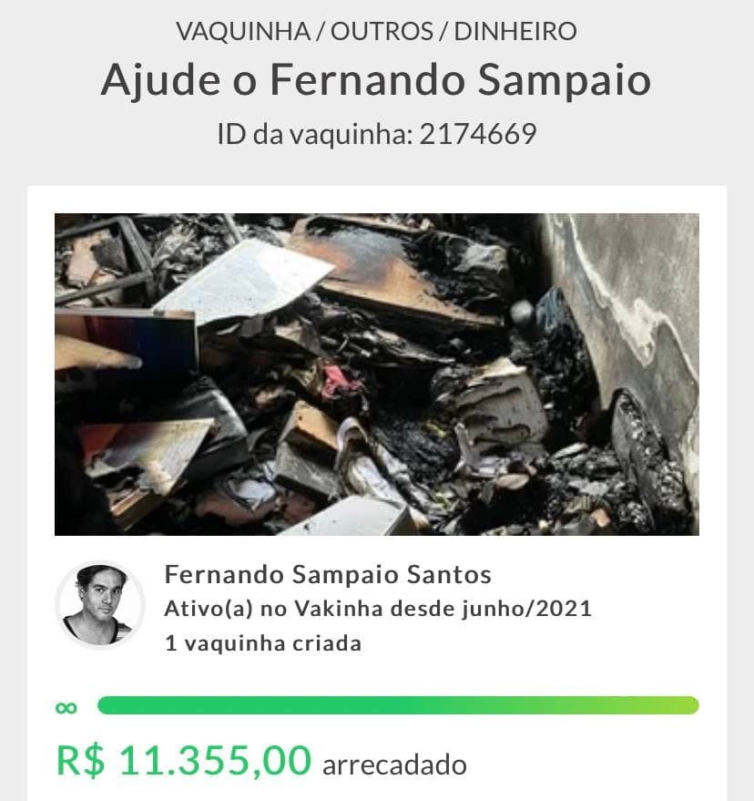 Vaquinha de Fernando Sampaio arrecada R$11 mil (Foto: Reprodução )