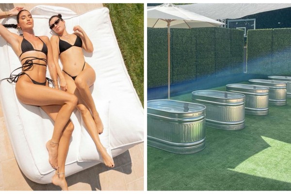 Kourtney Kardashian em seu dia de spa com amigas com direito a banho de gelo (Foto: Instagram)