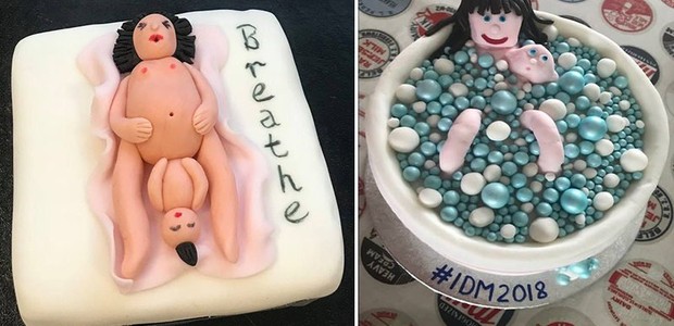 Os bolos das midwives Anita Clarke (West Sussex Hospital) e Julia Forbes (Heartlands Hospital Birmingham) (Foto: Reprodução/Facebook)