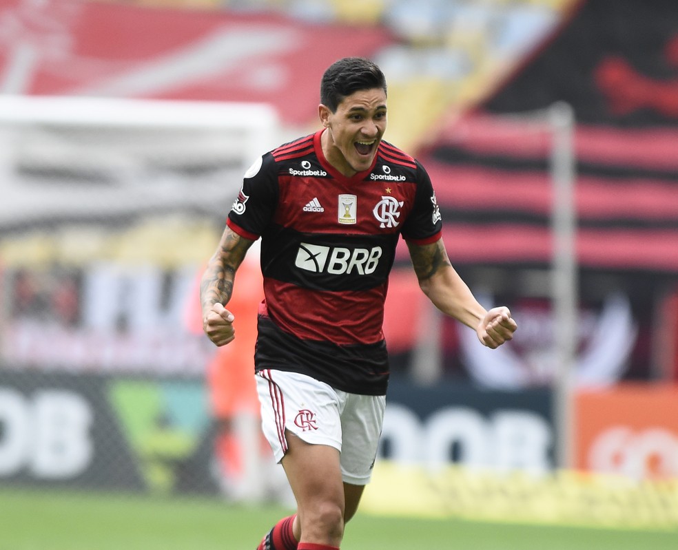 Pedro comemora um de seus jogos pelo Flamengo — Foto: André Durão