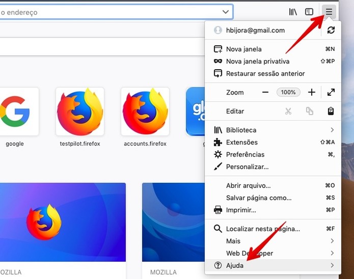 Acesse o menu de ajuda do Firefox (Foto: Reprodução/Helito Bijora) Acesse o menu de ajuda do Firefox (Foto: Reprodução/Helito Bijora)