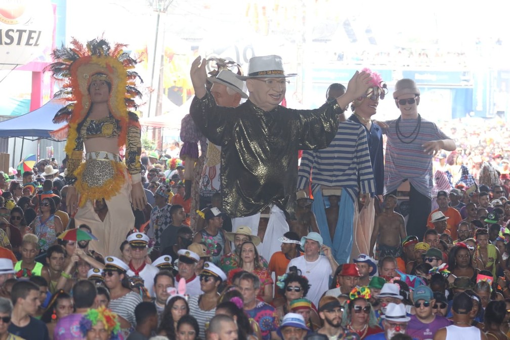 Bonecos gigantes desfilam no Galo da Madrugada 2020 — Foto: Marlon Costa/Pernambuco Press