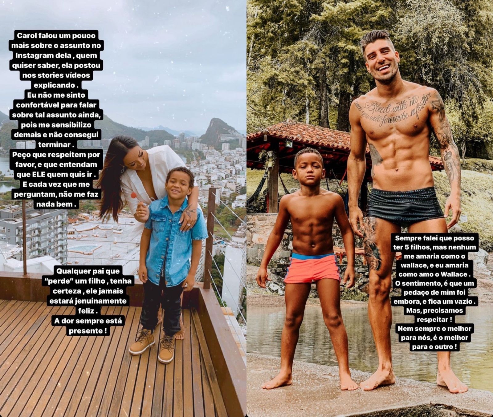 Publicações de Guilherme Lionel sobre Wallace e Carol Nakamura (Foto: Reprodução/Instagram)