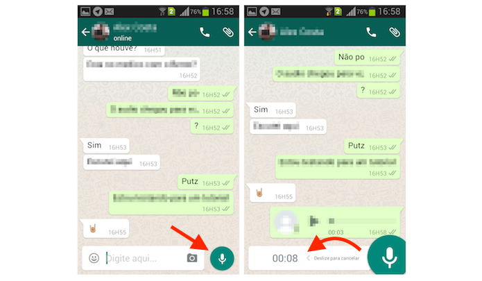 Cancelando uma gravação de voz do WhatsApp no Android (Foto: Reprodução/Marvin Costa)