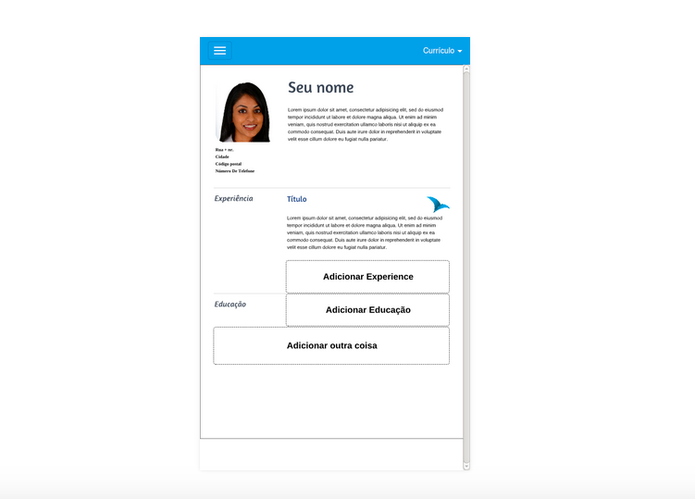 O app Curriculum Vitae permite personalizar o documento com layouts escolhidos por você (Foto: Divulgação/ Curriculum Vitae)