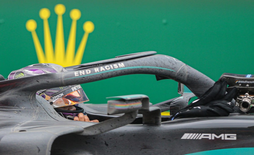 Lewis Hamilton Mercedes GP da Turquia F1 2020 — Foto: Salih Zeki Fazlioglu/Anadolu Agency via Getty Images