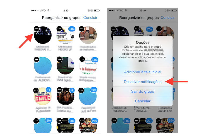 Desativando as notificações de um grupo no Facebook Groups para iOS (Foto: Reprodução/Marvin Costa)