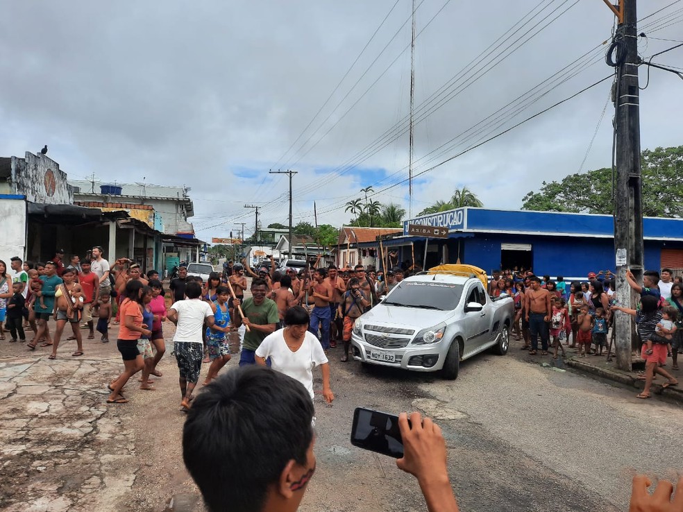 Indígenas realizaram manifestação.  — Foto: Divulgação. 