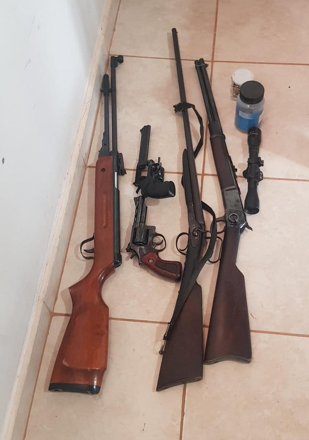 Armas apreendidas em Cacoal, RO — Foto: Polícia/Divulgação