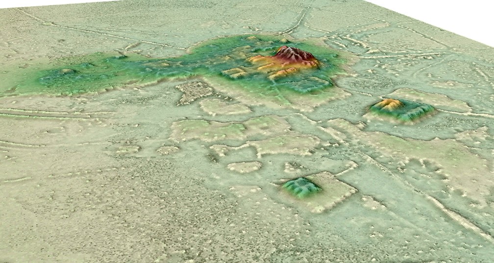 Capturas de tela de uma animação 3D de um dos assentamentos grandes encontrados pelos cientistas, o Cotoca. — Foto: H. Prümers / DAI via Nature