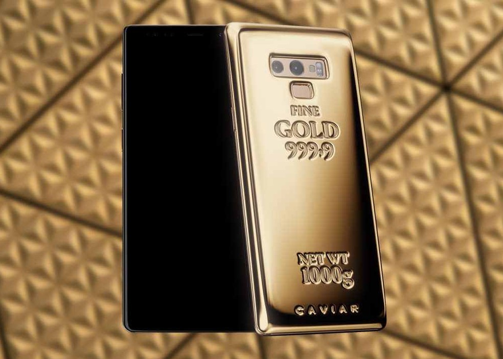 Galaxy Note 9 tem 1kg de ouro na parte traseira â Foto: DivulgaÃ§Ã£o/Caviar