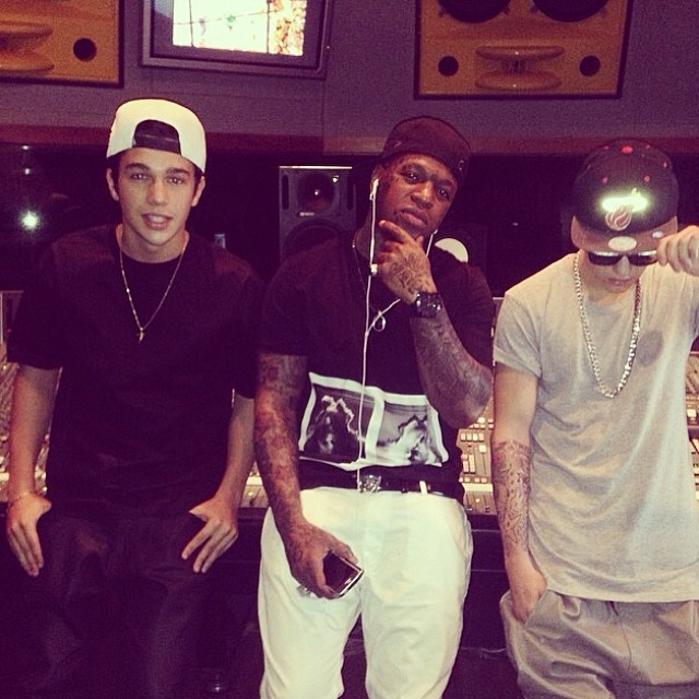 Austin Mahone, Birdman e Justin Bieber (Foto: Reprodução/Instagram)