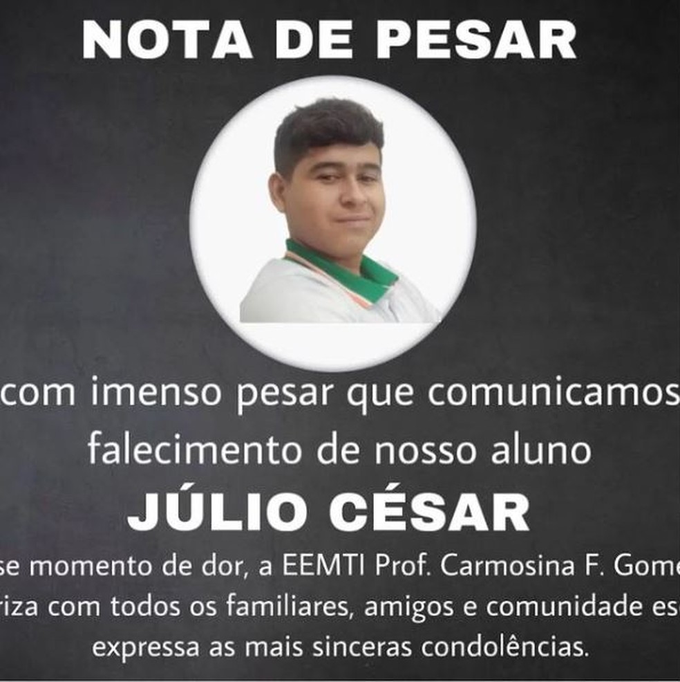 Escola em que vítima estudava divulgou nota se solidarizando com familiares e amigos. — Foto: Instagram/Reprodução