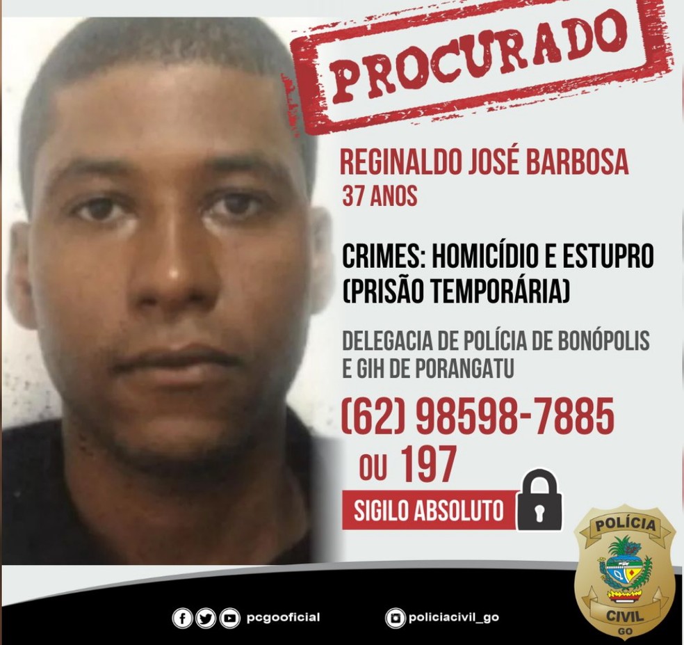 Procurado pela Justiça em Bonópolis — Foto: Divulgação/PCGO