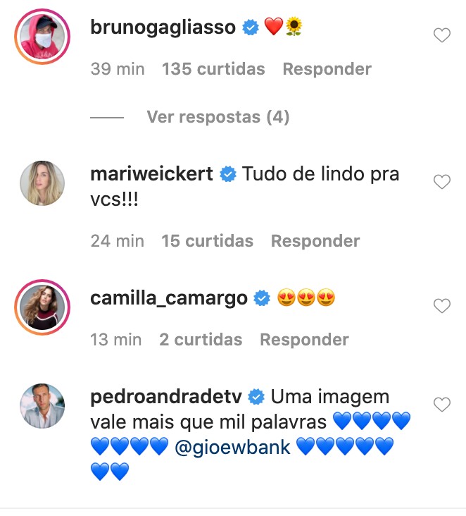 Gio Ewbank recebe o carinho de famosos (Foto: Reprodução/Instagram)