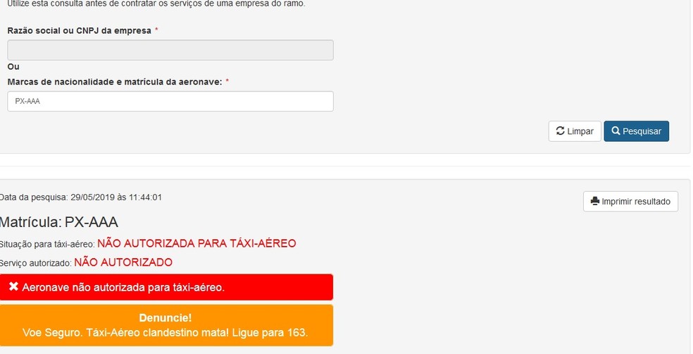 Anac cria site para informar se empresa e aeronave podem fazer transporte de passageiros — Foto: reprodução