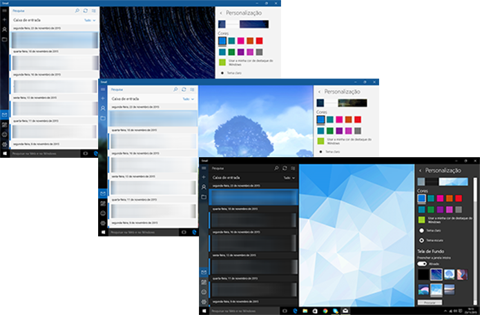 Aplicativo de e-mail do Windows 10 pode ter diversos planos de fundo e personalizações aplicadas (Foto: Reprodução/Elson de Souza)