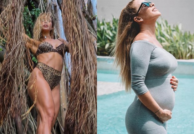 Dany Bananinha antes e durante a gravidez (Foto: Reprodução/Instagram)