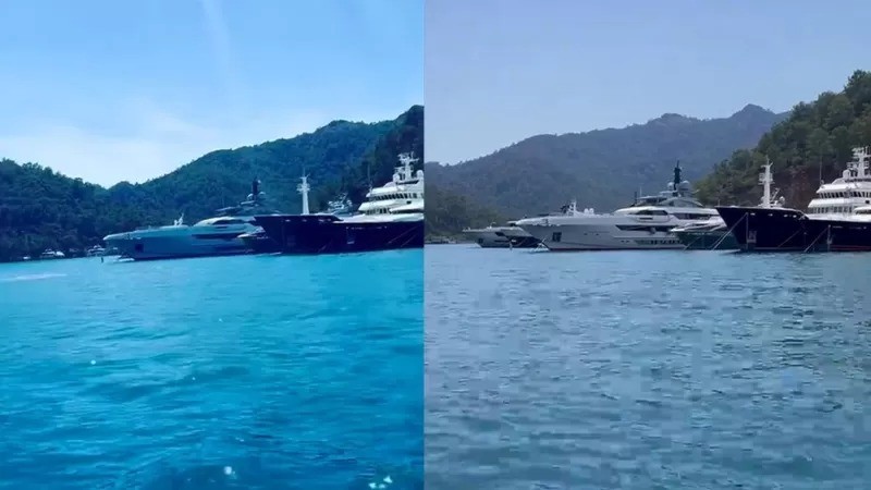 BBC conseguiu imagens nas mídias sociais mostrando Galactica Super Nova no porto turco de Gocek (Foto: REPRODUÇÃO/INSTAGRAM via BBC)