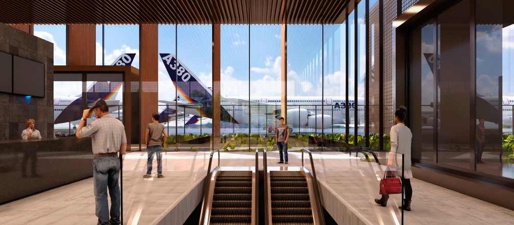 Projeto do interior do futuro terminal VIP que será construído no aeroporto de Guarulhos — Foto: Divulgação