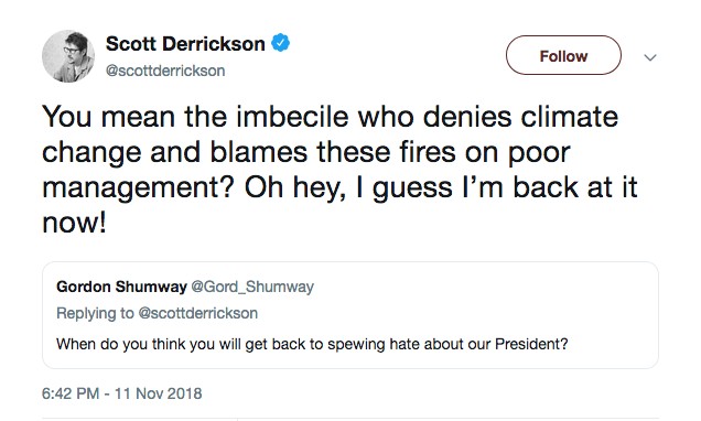 O post do cineasta Scott Derrickson com uma crítica a Donald Trump (Foto: Twitter)