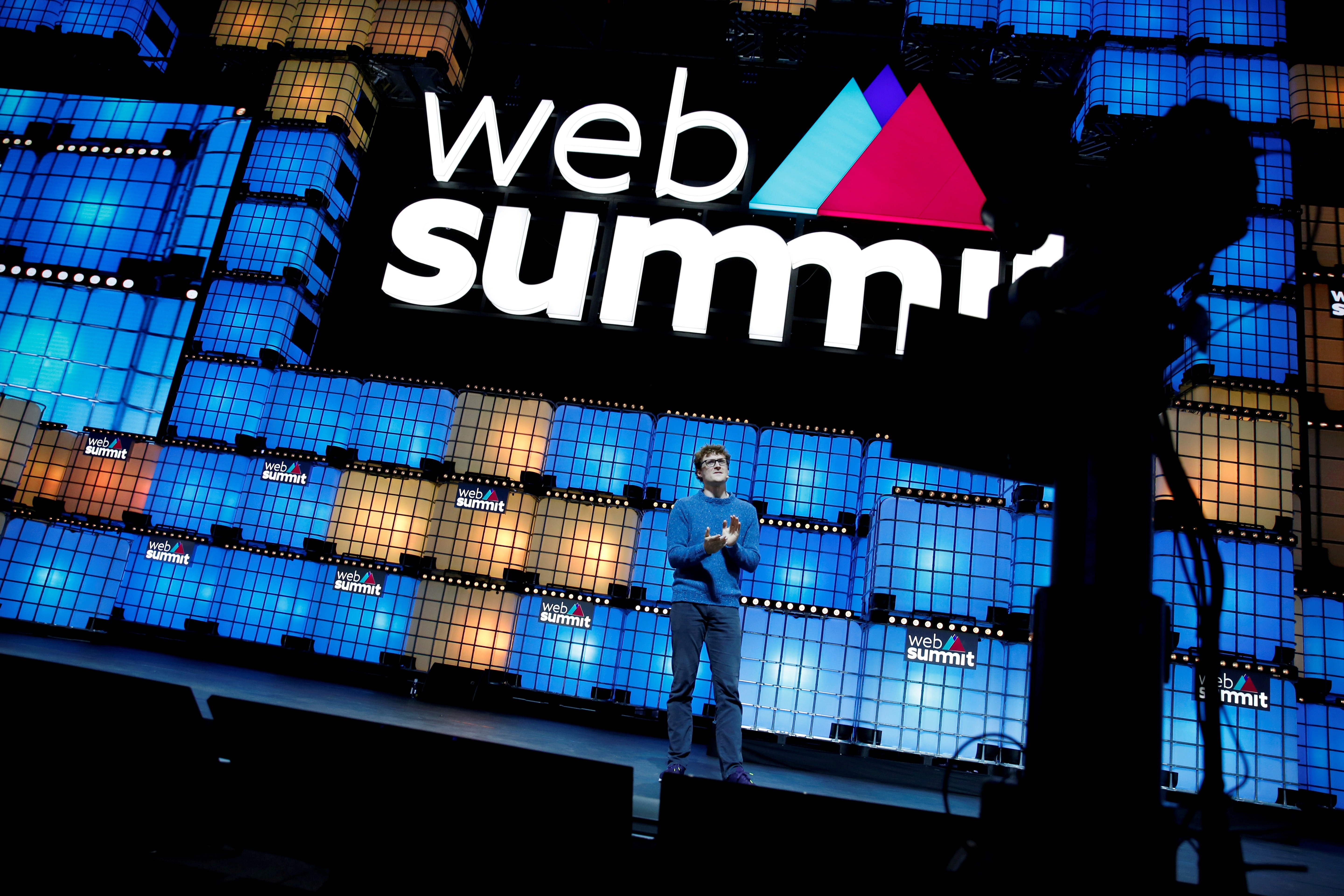 Fundador da Web Summit, Paddy Cosgrave discursa em uma edição em foto de arquivo