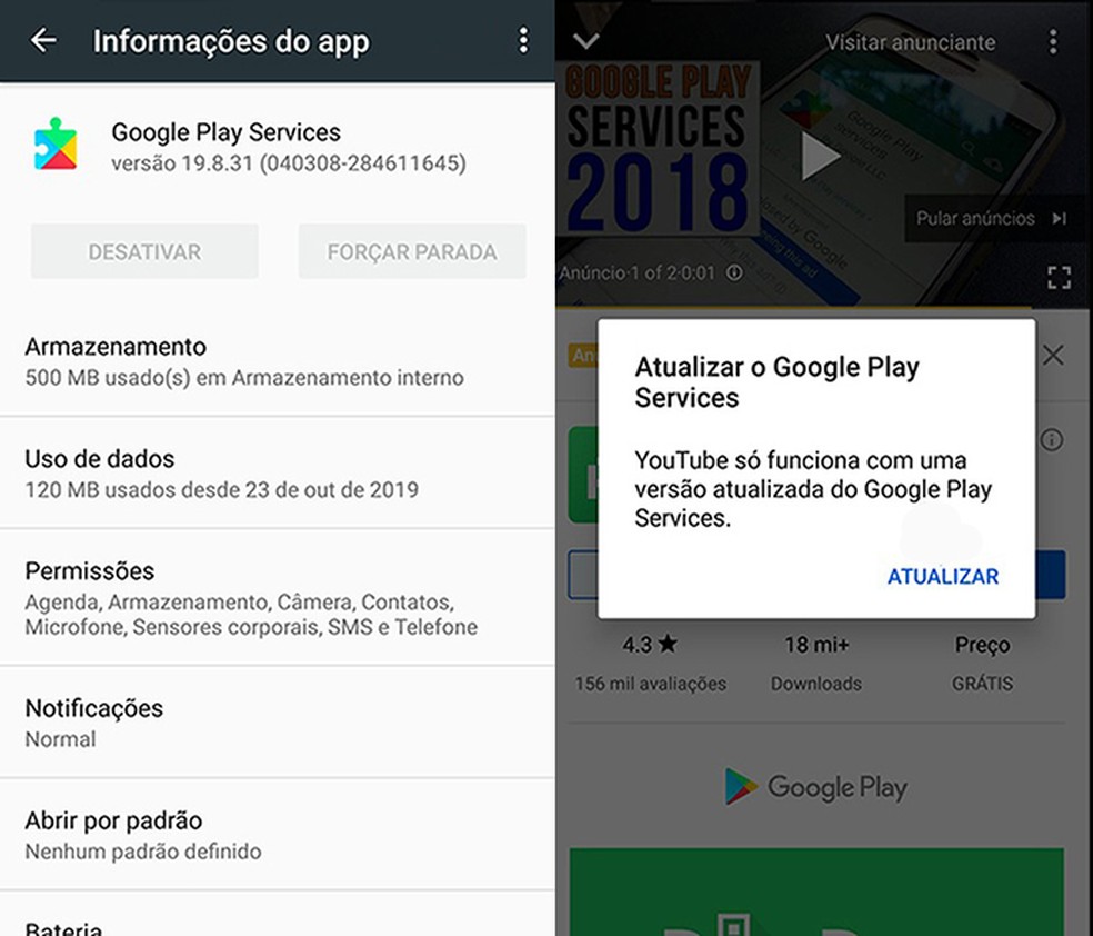 Atualizar o Google Play Services pode corrigir possíveis bugs e falhas do aparelho — Foto: Reprodução/Marcela Franco