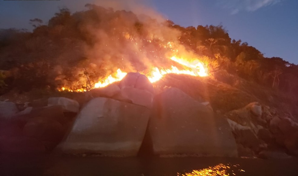 Inc&ecirc;ndio atingiu cerca de um hectare de terra em Guaruj&aacute; &mdash; Foto: Divulga&ccedil;&atilde;o/Corpo de Bombeiros