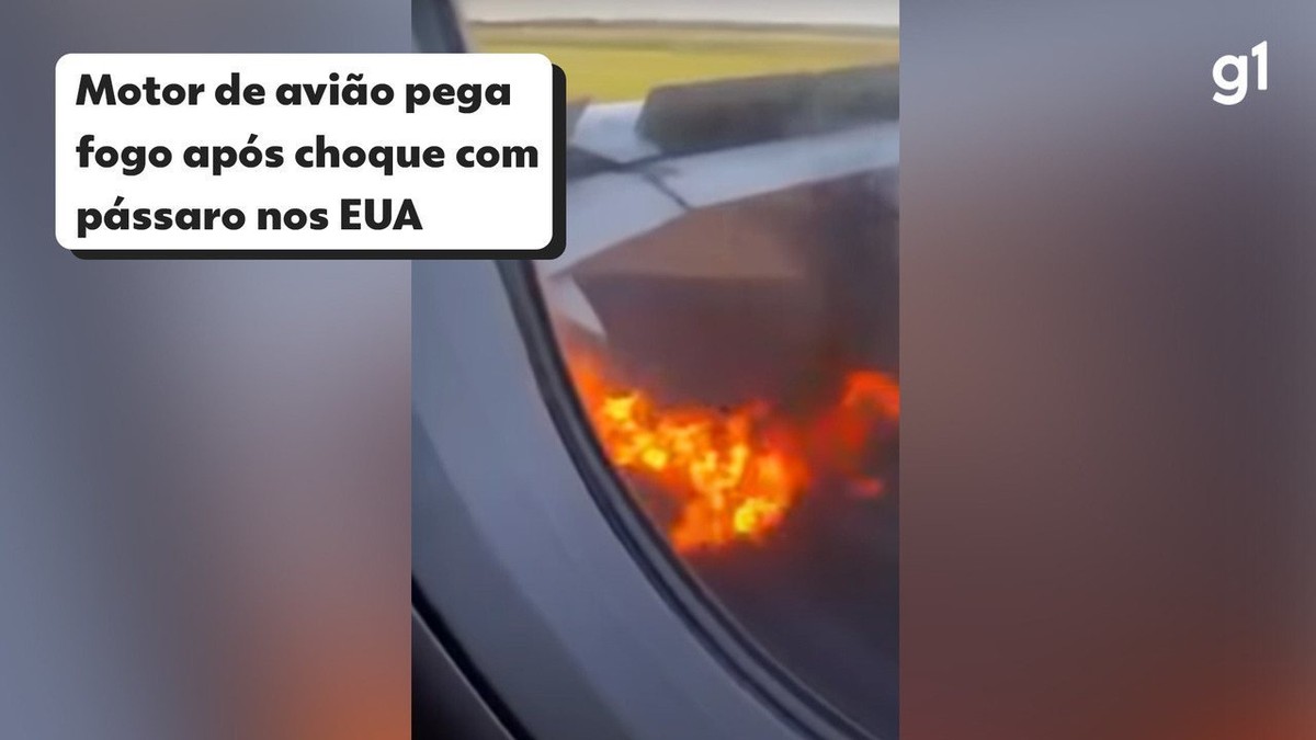 VÍDEO: turbina de avião pega fogo durante decolagem nos EUA