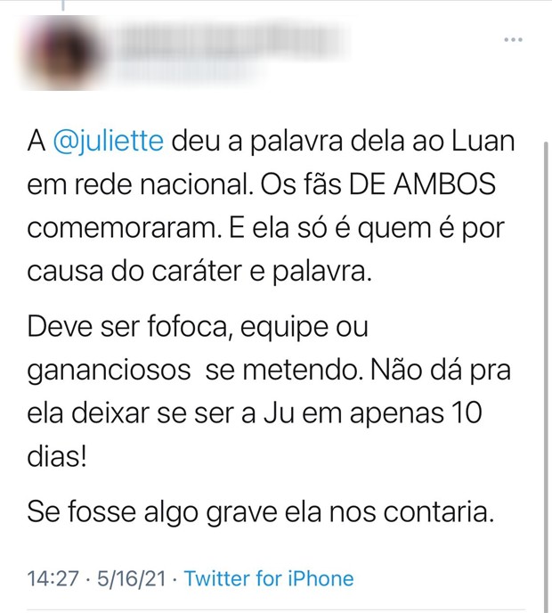 Fãs de Juliette e Luan Santana discutem nas redes sociais (Foto: Reprodução/Twitter)