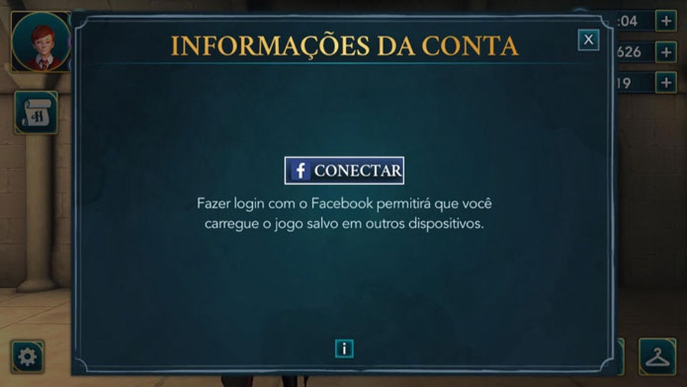 Use o Facebook para salvar, resetar ou transferir o progresso de Harry Potter: Hogwarts Mystery  (Foto: Reprodução/Tais Carvalho)