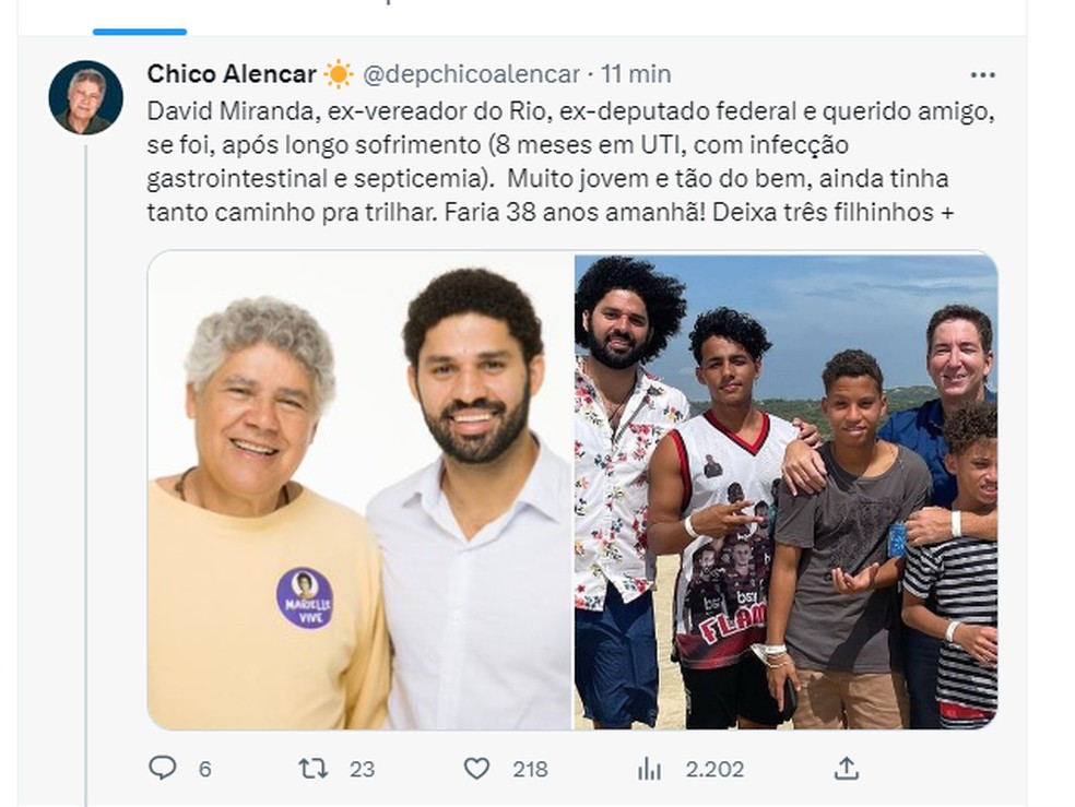 Publicação feita por Chico Alencar nesta terça-feira (9) — Foto: Reprodução/Twitter
