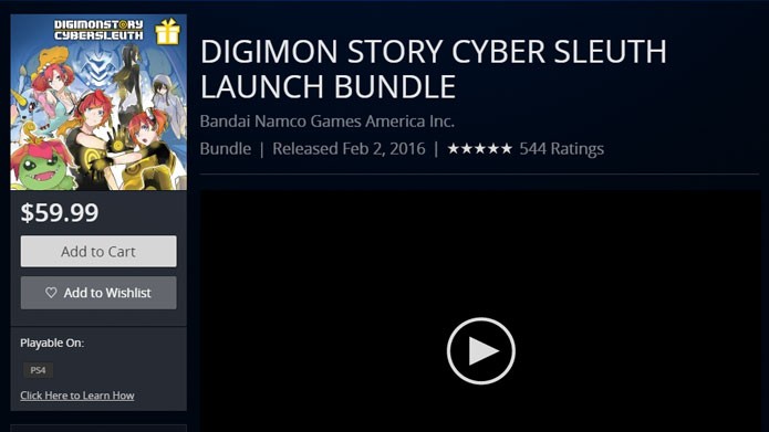 Acesse a PlayStation Store para comprar e baixar Digimon Story Cyber Sleuth no PS4 e Vita (Foto: Reprodução/Tais Carvalho)