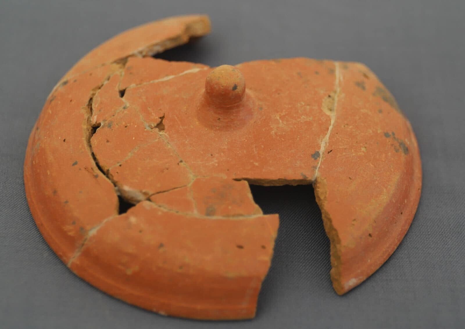 Parte superior de um vaso de cerâmica encontrados no templo do suposto Rei Ra (Foto: Fotos publicadas no Facebook Oficial do Ministério do Turismo e Antiguidades egípcia )