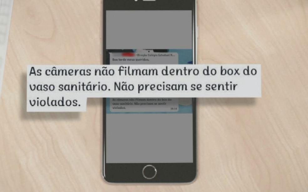 Diretora de colégio que instalou câmeras em banheiros enviou mensagem em grupo dizendo: 'Não precisam se sentir violados' — Foto: Reprodução/TV Anhanguera