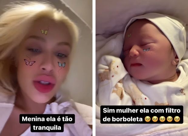 Karoline Lima mostra o rosto da filha, Cecília, e fala sobre primeiras horas de vida da bebê (Foto: Reprodução/Instagram)