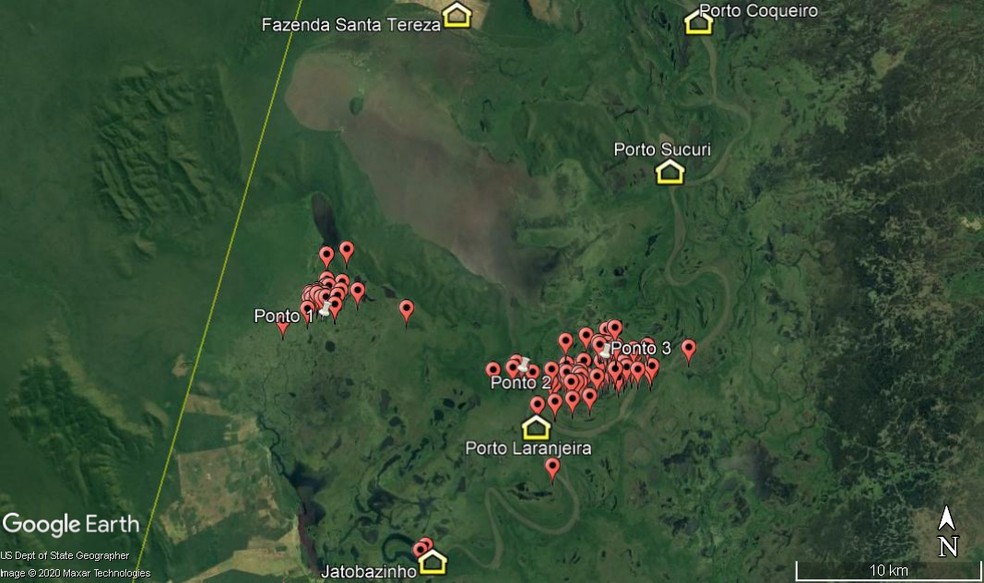 Focos de incêndio combatidos no Pantanal sul-mato-grossense — Foto: IHP/Divulgação